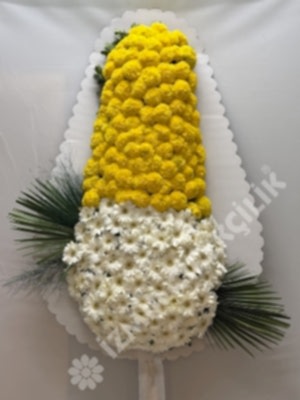 Sarı & Beyaz Gerbera Çelenk